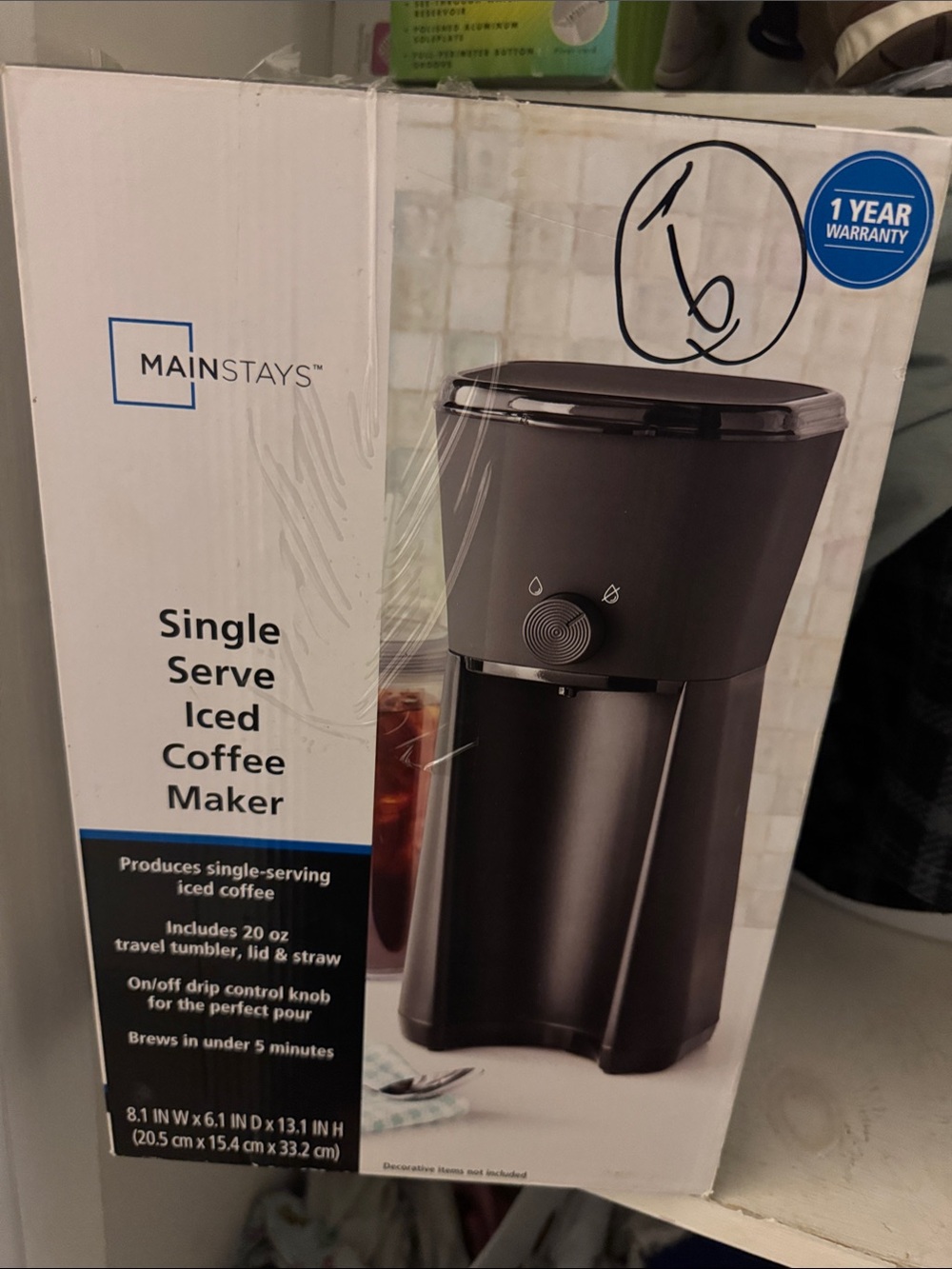 Mainstays Black Single-Serve Iced Coffee Brewer